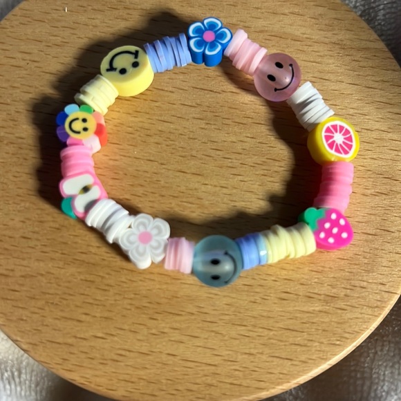 Kids Bracelet with Heishi Clay Beads And Fruity Charms